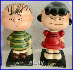 Vintage Complete 6 Peanuts Bobblehead Nodders LEGO Japan