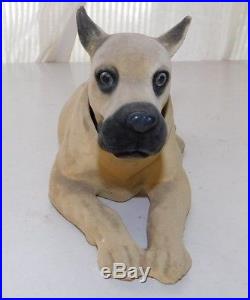 Vintage Composition Great Dane Dog Figure with Bobblehead & Glass Eyes, Germany