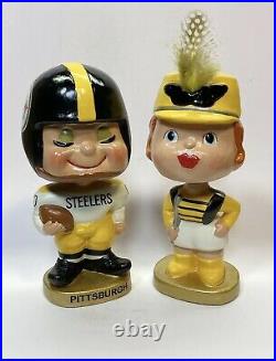 Vintage Custom Pittsburgh Steelers Kissing Doll Nodder Set 1960 JAPAN NFL BOBBLE
