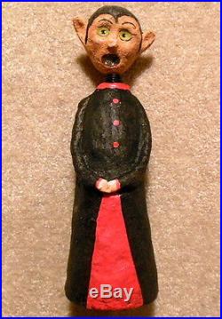 Vintage DRACULA Paper Mache Vampire Bobblehead Figure Monnie Wilson Halloween