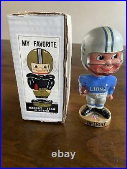 Vintage Detroit Lions Mascot Team in Motion Nodder Bobblehead 1968 withbox MIB