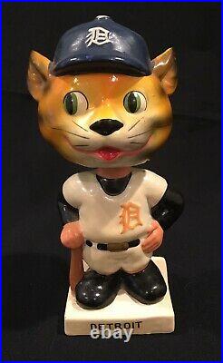 Vintage Detroit Tiger Mascot Head MLB Square White Base Bobblehead Nodder 1960s