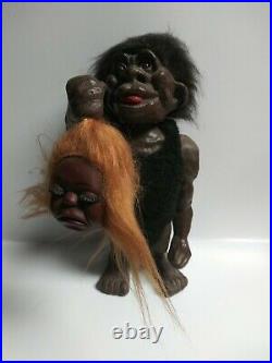 Vintage Figure Bobblehead Nodders Caveman Troll With Woman Head Heico 10