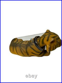 Vintage Flogged Felted Roaring Tiger Bobble Head Toy 12 Long
