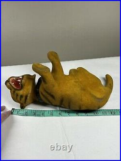 Vintage Flogged Felted Roaring Tiger Bobble Head Toy 12 Long
