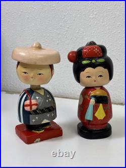 Vintage Geisha Girl & Oriental Man Bobble Head Nodder Japan