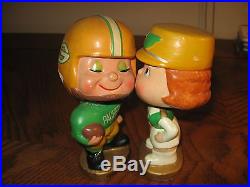 Vintage Green Bay Packers Bobble Head Kissing Dolls Original Pair From The 1960s