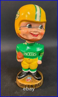 Vintage Green Bay Packers NFL Football Gold Base BOBBLEHEAD 1960's 00 NICE