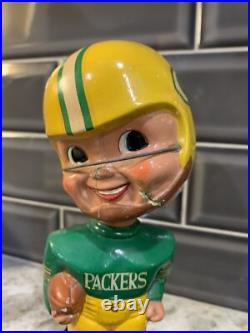 Vintage Green Bay Packers NFL Football Gold Base BOBBLEHEAD 1960's 00 cc