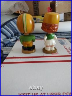Vintage Green Bay Packers RARE 1960's Football Bobblehead Nodder Kissing Set