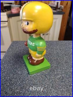 Vintage Green Bay Packers Wood Base RARE Football Bobblehead Nodder