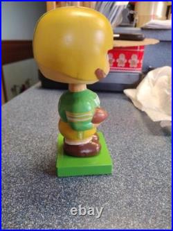Vintage Green Bay Packers Wood Base RARE Football Bobblehead Nodder