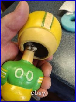 Vintage Green Bay Packers Wood Base RARE Football Bobblehead Nodder