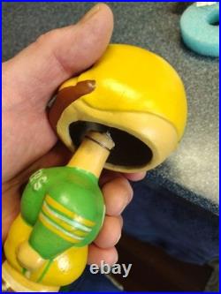 Vintage Green Bay Packers Wood Base RARE Football Bobblehead Nodder
