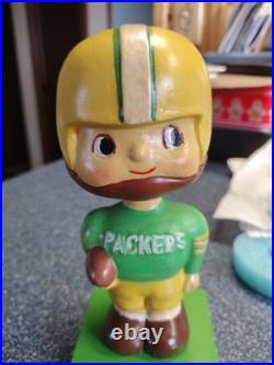 Vintage Green Bay Packers Wood Base RARE Football Bobblehead Nodder