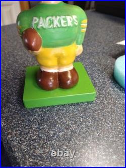 Vintage Green Bay Packers Wood Base RARE Football Bobblehead Nodder