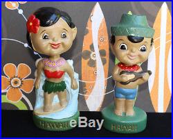 Vintage HAWAIIAN SURFER BOBBLEHEAD FIGURINES HAWAII SOUVENIR SURF COUPLE