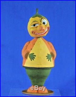 Vintage Halloween German Paper Mache Bobble Head Vegetable Guy Candy Container