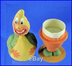 Vintage Halloween German Paper Mache Bobble Head Vegetable Guy Candy Container