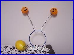Vintage Halloween Head Band with Pumpkin Bobble Heads on Wire
