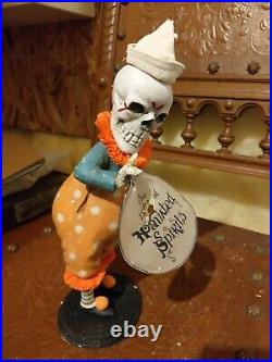 Vintage Halloween Style Clown Skeleton Bobble Head Figurine RARE