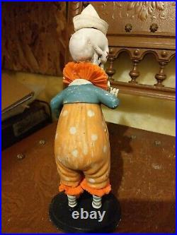 Vintage Halloween Style Clown Skeleton Bobble Head Figurine RARE