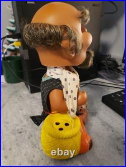 Vintage Hippie Troll Bobble Head Nodder, West Germany, 10 Tall