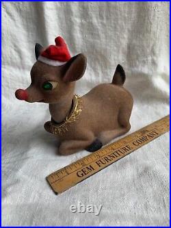 Vintage Holt Howard Flocked Reindeer Rudolph Nodder Bobble Head MCM Christmas