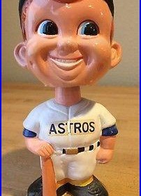 Vintage Houston Astros Gold Round Base Bobble Head Doll