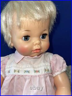 Vintage Ideal Real Live Lucy Doll 1965 Heavy Vinyl Platinum Blonde Hair 20