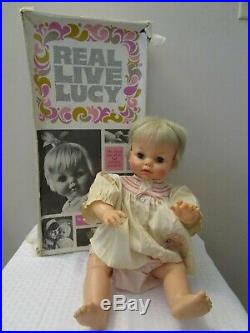 Vintage Ideal Real Live Lucy Doll 1966 Bobble Head In Original Box 22 Sleep Eye