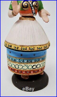 Vintage India Tanjore Thanjavur Bobblehead Doll Bollywood Dancing Folk Art Hindu