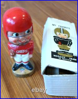 Vintage Kansas City Chiefs Bobblehead Nodder Gold Base NFL Logo
