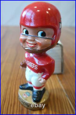 Vintage Kansas City Chiefs Bobblehead Nodder Gold Base NFL Logo