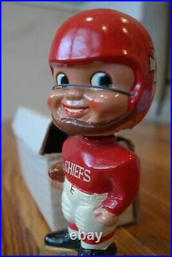 Vintage Kansas City Chiefs Bobblehead Nodder Gold Base NFL Logo