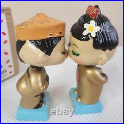 Vintage Kissing Bobble Heads Japan RARE New Old Stock Chalkware