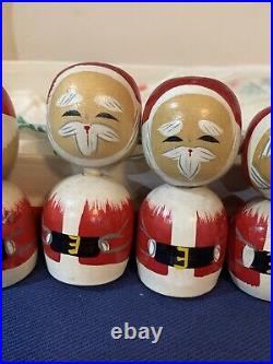 Vintage Kokeshi Bobble Head Nodder Wooden Dolls Santa Snowman Hand Painted 12 Vintage Kokeshi Bobble Head Nodder Wooden Dolls Santa Snowman Hand Painted 12