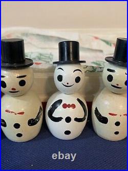 Vintage Kokeshi Bobble Head Nodder Wooden Dolls Santa Snowman Hand Painted 12 Vintage Kokeshi Bobble Head Nodder Wooden Dolls Santa Snowman Hand Painted 12