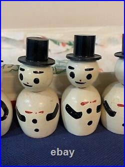 Vintage Kokeshi Bobble Head Nodder Wooden Dolls Santa Snowman Hand Painted 12 Vintage Kokeshi Bobble Head Nodder Wooden Dolls Santa Snowman Hand Painted 12