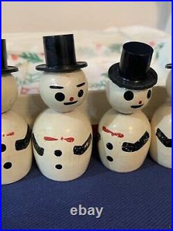 Vintage Kokeshi Bobble Head Nodder Wooden Dolls Santa Snowman Hand Painted 12 Vintage Kokeshi Bobble Head Nodder Wooden Dolls Santa Snowman Hand Painted 12
