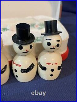 Vintage Kokeshi Bobble Head Nodder Wooden Dolls Santa Snowman Hand Painted 12 Vintage Kokeshi Bobble Head Nodder Wooden Dolls Santa Snowman Hand Painted 12