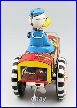 Vintage Linemar Mechanical Dipsy Car Bobble Head All Tin Donald Duck For Repair