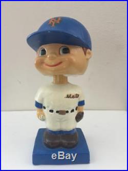 Vintage MLB New York Mets Bobble Head Blue Wood Base Nodder Extremely Rare! Mint