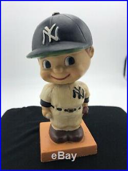 Vintage MLB New York Yankees Bobble Head Colored Wood Base Nodder Very Rare
