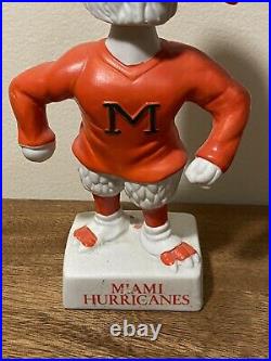 Vintage Miami Hurricanes CANES 90s Ceramic NCAA Bobblehead Bobble Nodder