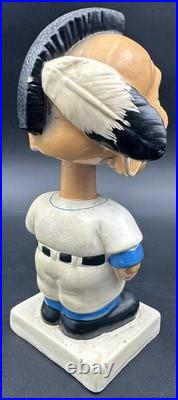 Vintage Milwaukee Braves Bobblehead Nodder Mohawk Mascot Baseball White Base Vintage Milwaukee Braves Bobblehead Nodder Mohawk Mascot Baseball White Base