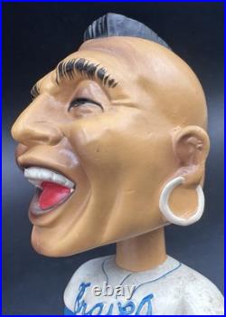 Vintage Milwaukee Braves Bobblehead Nodder Mohawk Mascot Baseball White Base Vintage Milwaukee Braves Bobblehead Nodder Mohawk Mascot Baseball White Base