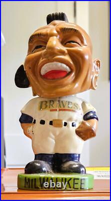 Vintage Milwaukee Braves Mascot Bobblehead Green Base Nodder