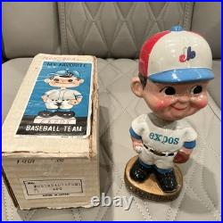 Vintage Montreal Expos Baseball Bobblehead Gold Base RARE With Box