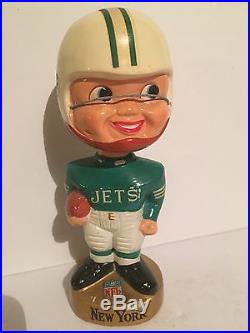 Vintage NFL Football New York Jets Gold Base Bobble Head Nodder Doll 1960's